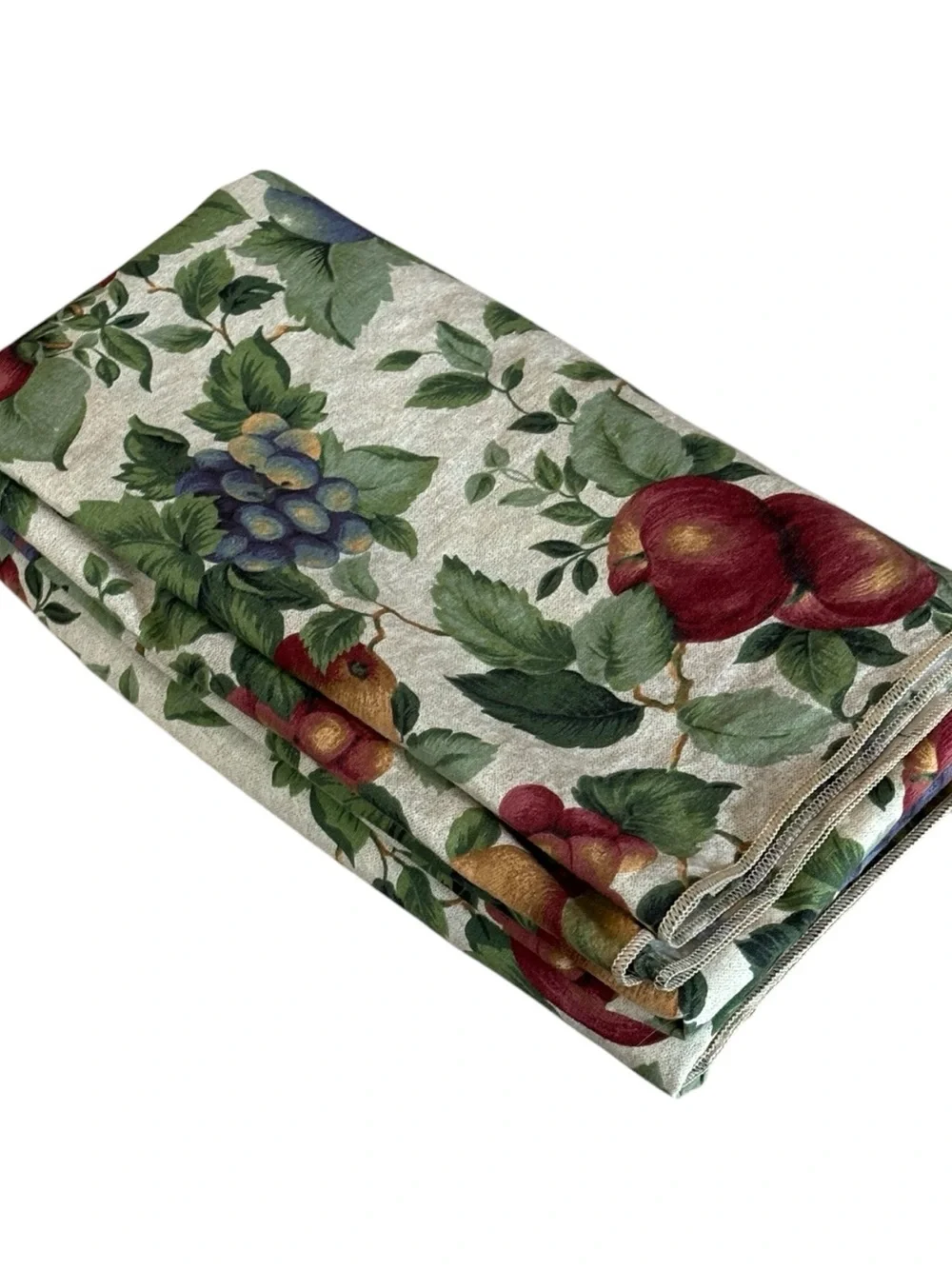 Sonoma Fabric Tablecloth Fall Autumn Fruit Apples Pears Grapes Leaves 97”x 56”